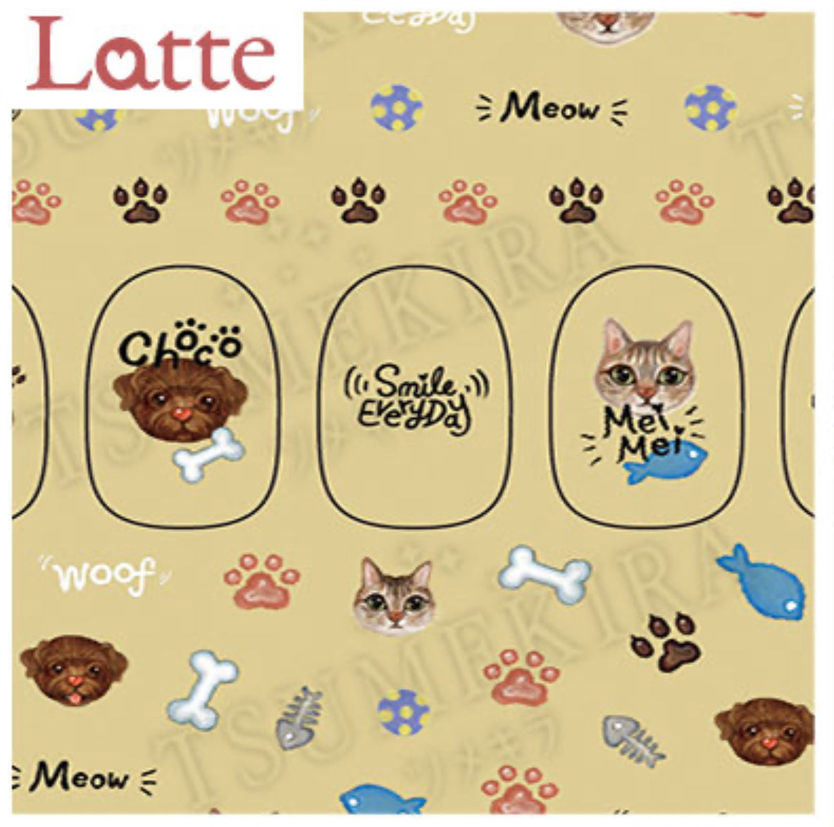 Tsumekira (latte) x Grace - Good Family Nail Sticker