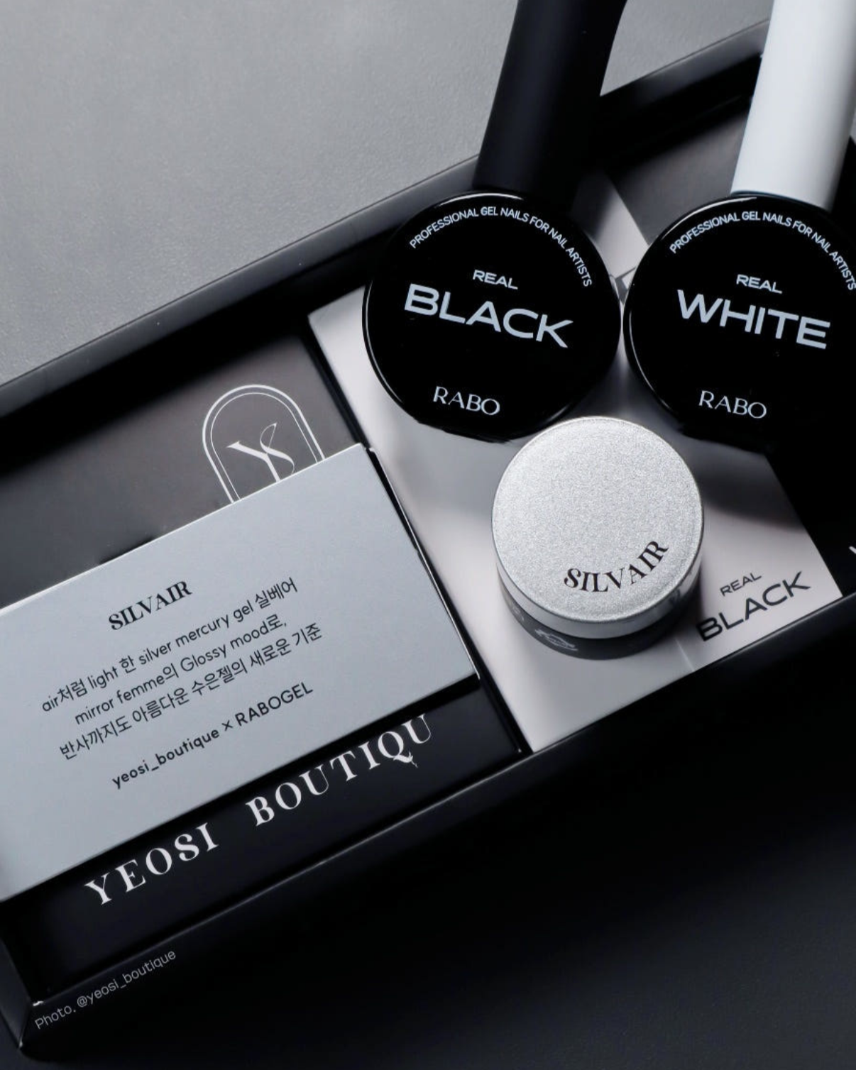 Rabo gel x Yeosi Boutique - Silvair Mercury + Real Black & White 3pcs set