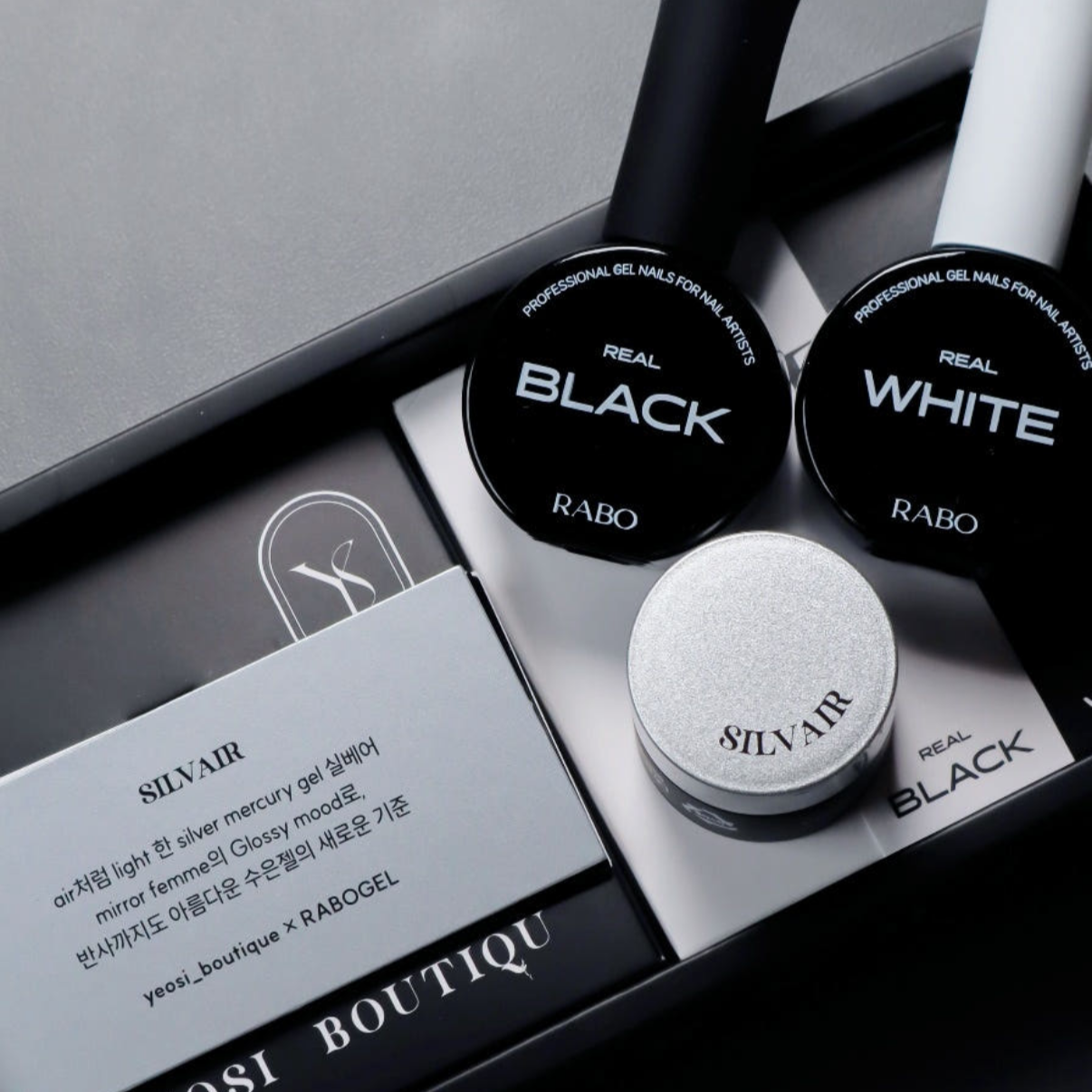 Rabo gel x Yeosi Boutique - Silvair Mercury + Real Black & White 3pcs set