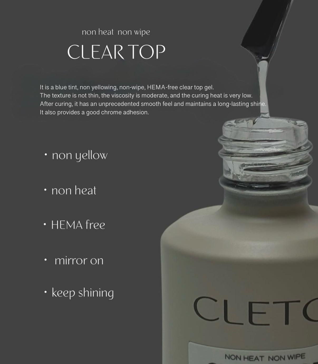 CLETO - Non heat, Non-wipe Clear Top (HEMA free)