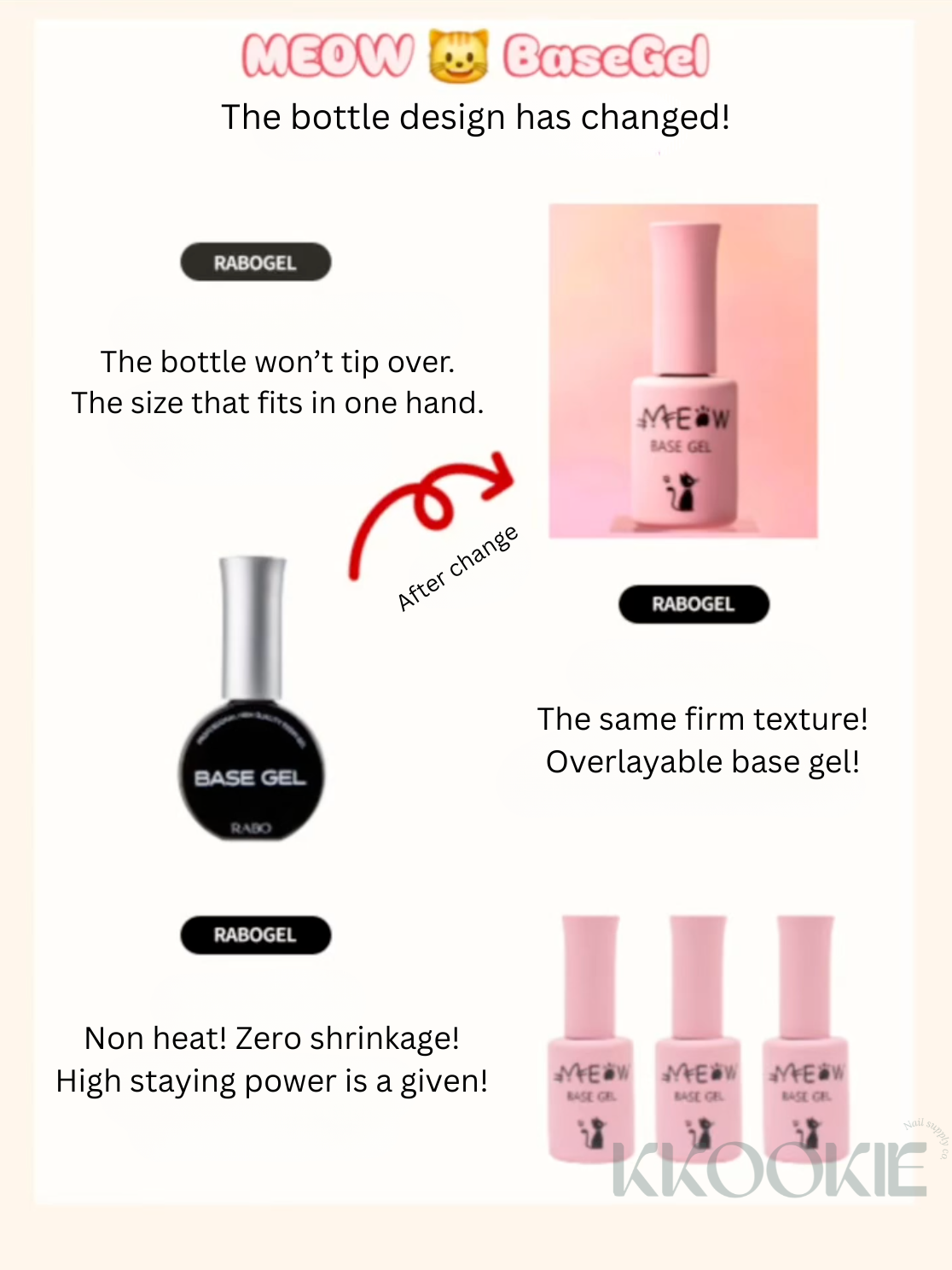 Rabo gel - Meow Basic Gel Bundle (Base, Clear, Top)