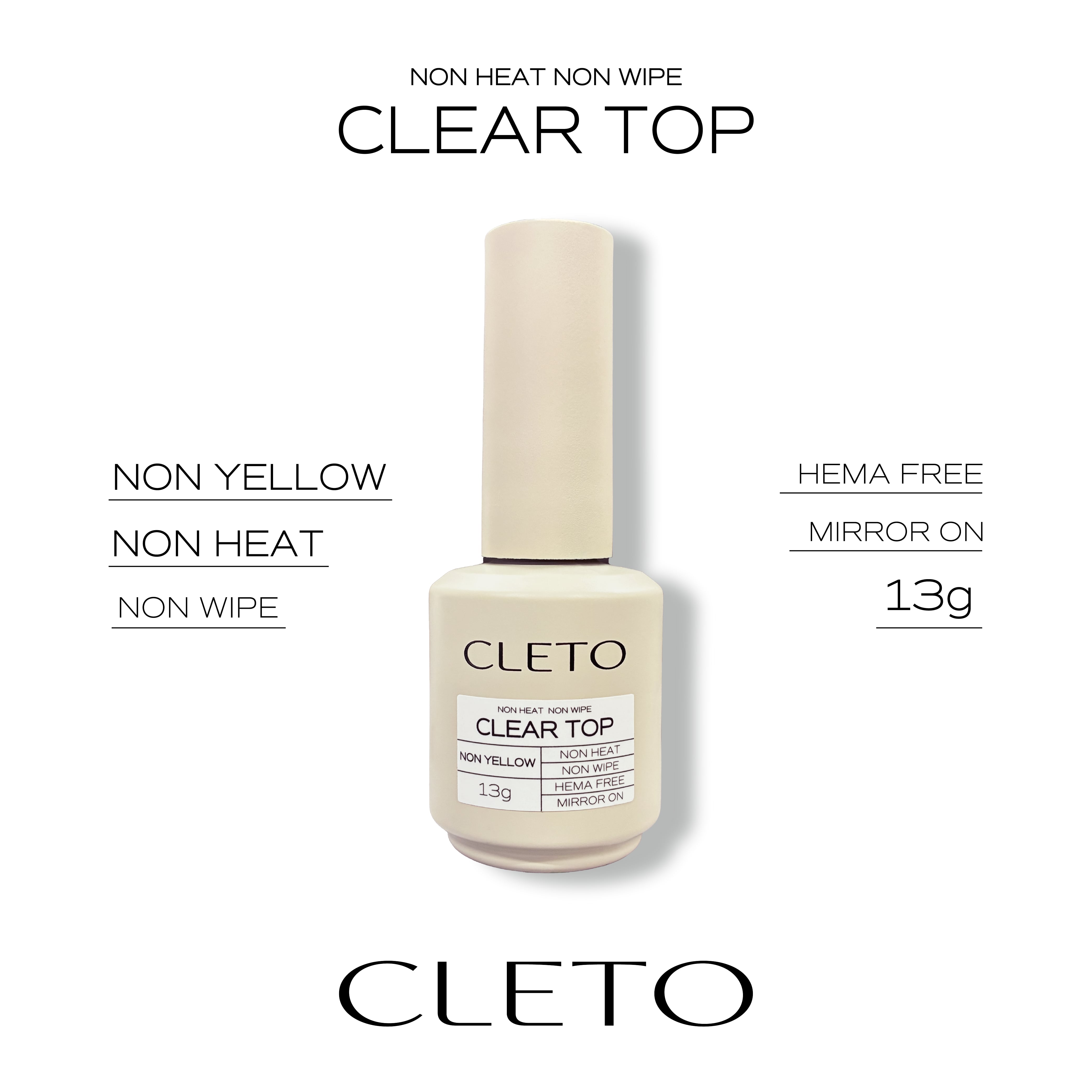 CLETO - Non heat, Non-wipe Clear Top (HEMA free)